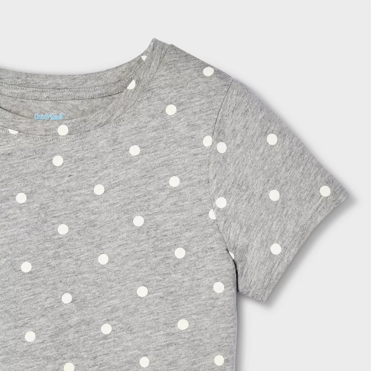 Girls' Short Sleeve 100% Cotton Polka Dots T-Shirt - Cat & Jack\u2122 Heather Gray M | Target