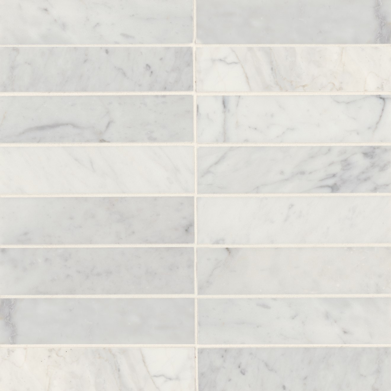 Monet 2" x 8" Honed Marble Decorative Tile in White Carrara | Bedrosians Tile & Stone