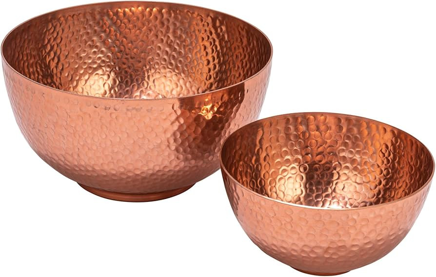 Bloomingville Round Hammered Metal, Set of 2 Sizes, Copper Finish Bowl | Amazon (US)