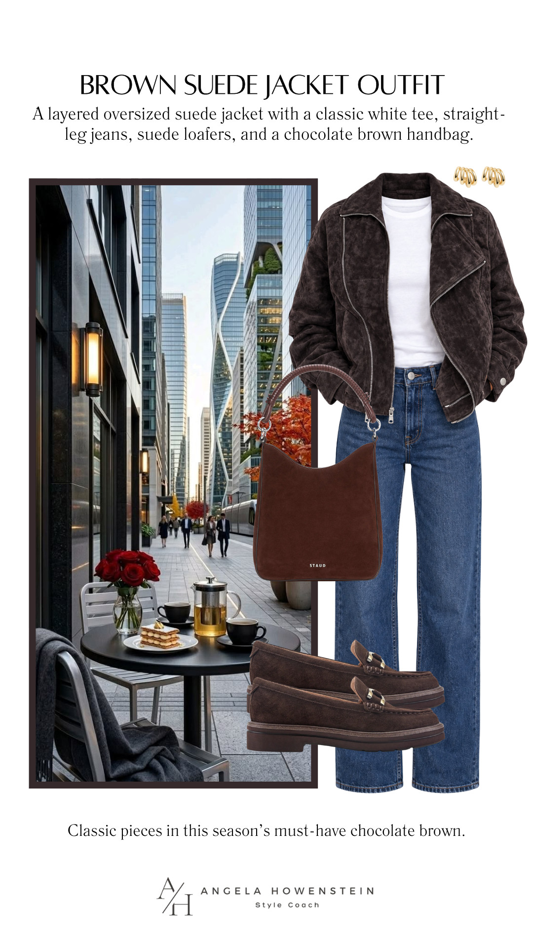 Rich brown tones are one of my favorite trends for fall, and this suede moto jacket is the perfect statement layer. Paired with a classic white tee, relaxed straight-leg jeans, suede loafers, and a chocolate brown bag, it’s an effortlessly polished outfit you’ll wear on repeat.

👩‍💻 LTK PRO TIPS
❤️ Heart = Support my posts ;-)
🔖 Save = Get sale & restock alerts for the things you love!
📋 Lists = Keep favorites organized (List ideas: Christmas, Birthdays, and Vacations!)
📲 Share = Send lists and products to a friend (or your daughters like me).
💬 Comment = Ask me anything, and I’ll answer. ;-) 

 #LTKootd #LTKSeasonal #LTKOver40