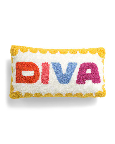 9X16 Diva Hooked Pillow, Cotton/Polyester | TJ Maxx