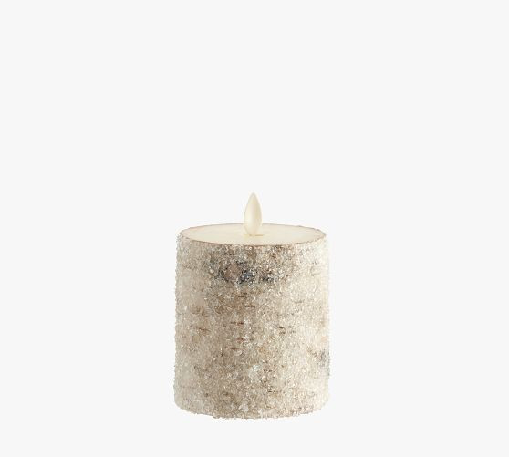 Premium Flickering Flameless Wax Pillar Candles - Sugared Birch | Pottery Barn (US)