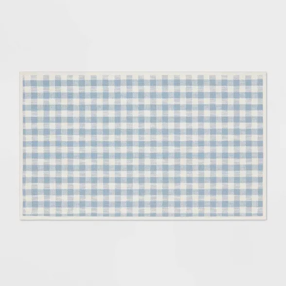 34" x 20" Cotton Gingham Kitchen Rug Light Blue - Threshold™ | Target