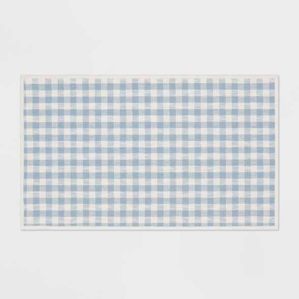 34" x 20" Cotton Gingham Kitchen Rug Light Blue - Threshold™ | Target