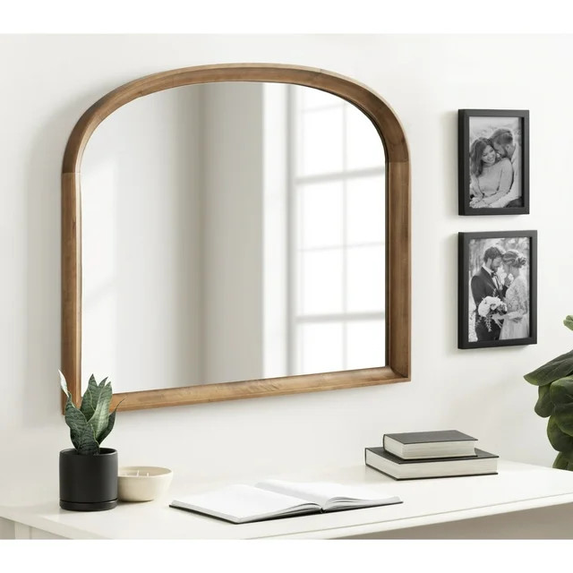 Kate and Laurel Hatherleigh Modern Arched Wooden Wall Mirror, 34 x 28, Rustic Brown, Decorative W... | Walmart (US)