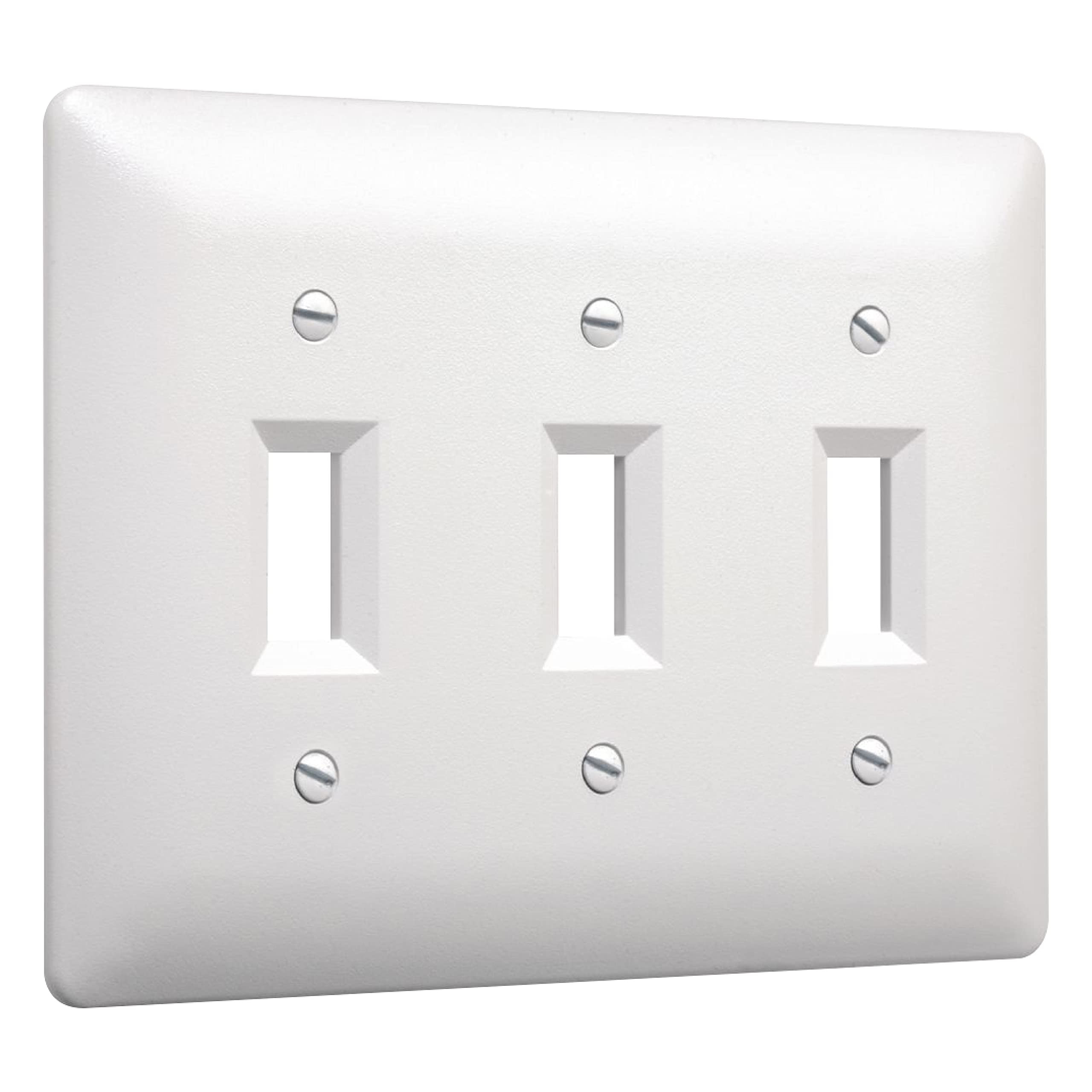 TayMac 4440W Paintable Triple Toggle Light Switch Wall Plate Cover, White, 3-Gang | Amazon (US)
