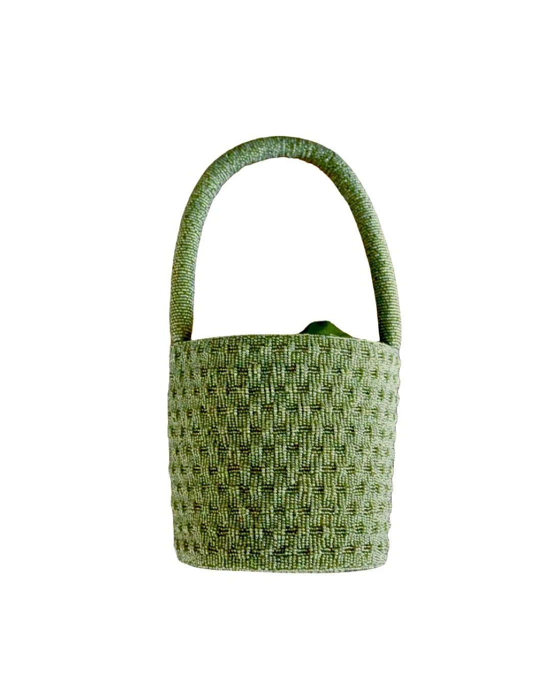 The Aspen - Beaded Bucket Bag in Olive | Beth Ladd Collections