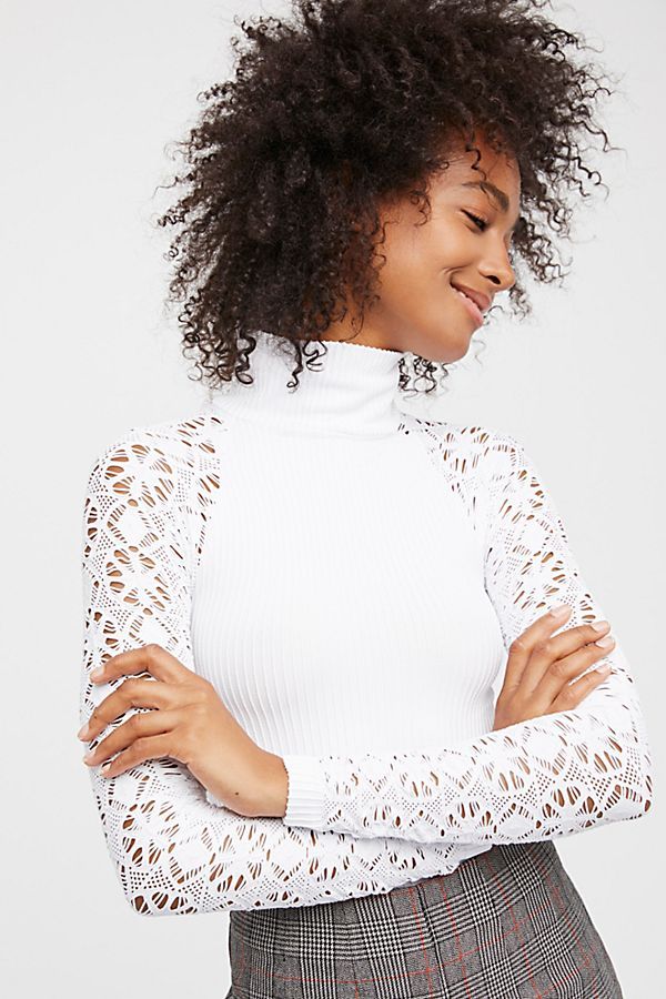 Rib and Lace Turtleneck | Free People (Global - UK&FR Excluded)