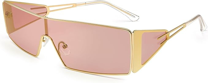 Dollger Y2K Sunglasses for Women Men Oversized Trendy Rectangle 2000s Wrap Around Accessories Met... | Amazon (US)