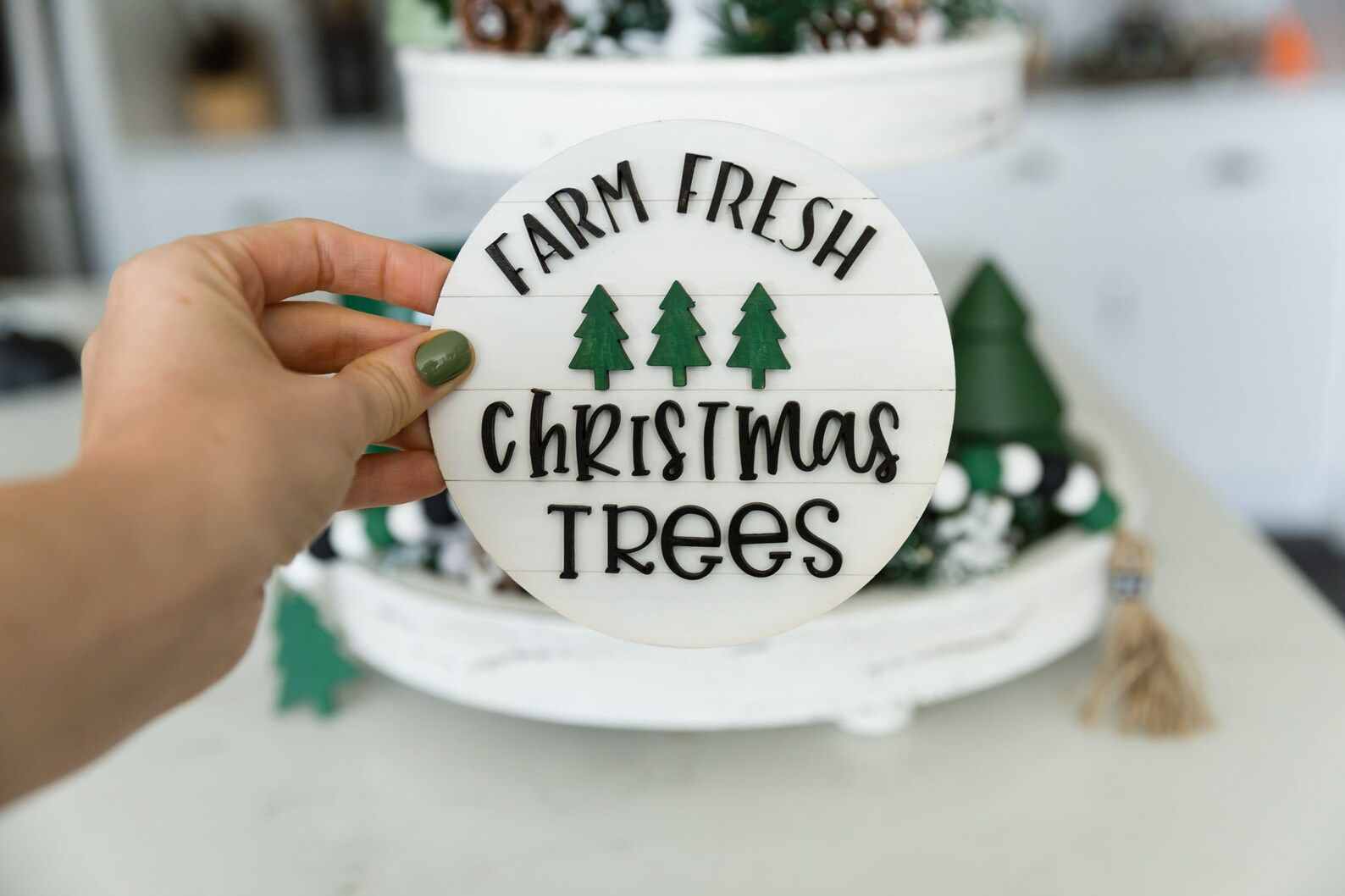 Christmas Tree Farm Round Tiered Tray Sign | Etsy (US)