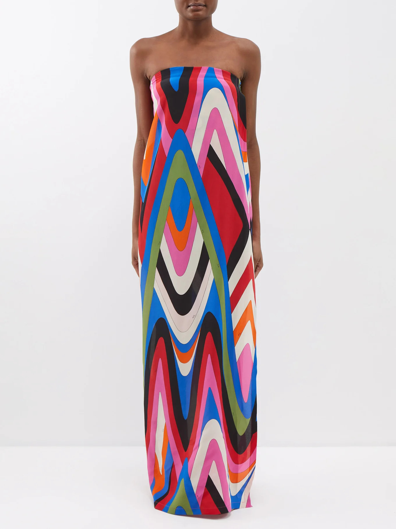 Moire-print silk crepe de Chine maxi dress | Matches (UK)