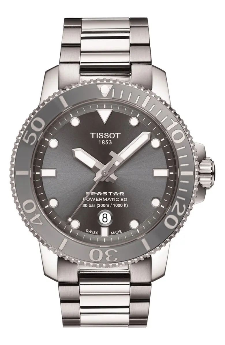 Tissot Seastar 1000 Professional Powermatic 80 Bracelet Watch, 43mm | Nordstrom | Nordstrom