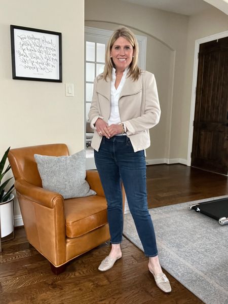 This fully lined stretch knit moto jacket is perfect for spring temps! Easy to layer over any top or sweater! Runs tts. 

⭐️Gibsonlook discount code: CYNTHIA10  (affiliate)

#LTKover40 #LTKfindsunder100 #LTKworkwear