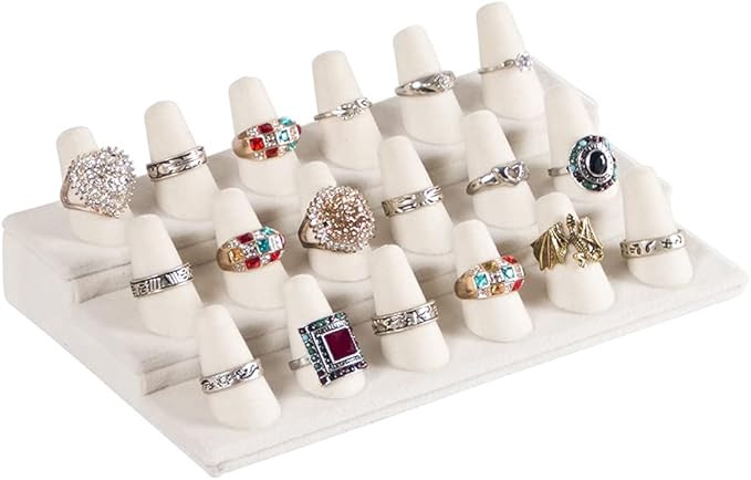 Coward 18 Holders Ring Display Stand, Beige Velvet Rings Display Holder for Jewelry Storage Drawe... | Amazon (US)