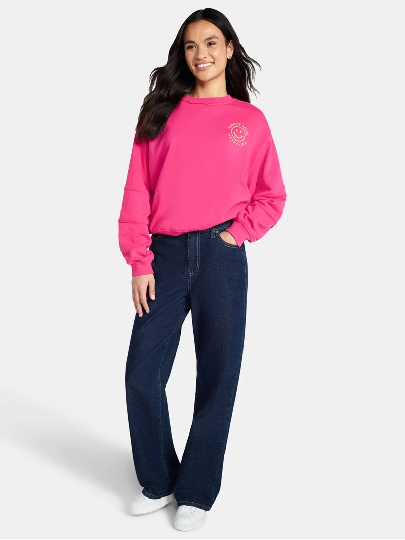 Mother’s Day Women’s Happy Mom Smiley Graphic Sweatshirt from Way to Celebrate, Sizes S-XXXL | Walmart (US)