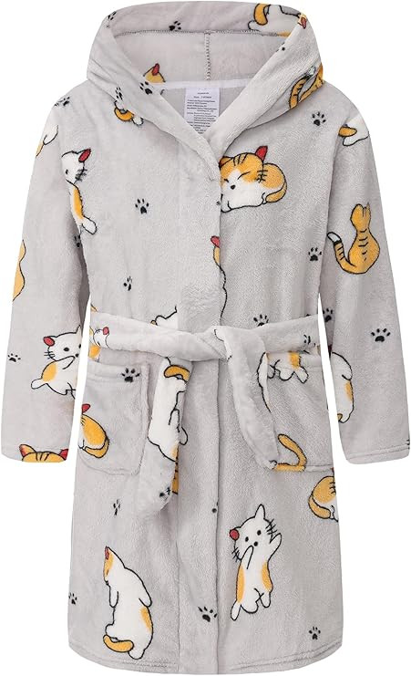 Kid Fleece Hooded Robes Girls Bathrobes Boys Soft Plush Sleepwear Toddler Fuzzy Pajamas | Amazon (US)