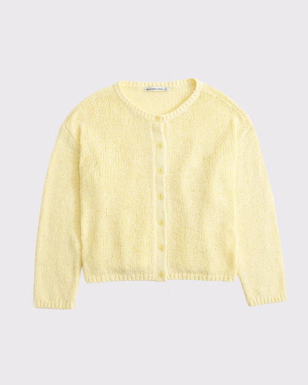 Open-Stitch Textural Crew Cardigan | Abercrombie & Fitch (US)