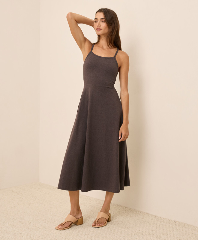 PACT Women's Berry Polka Dot Fit & Flare Midi Dress H2 | Pact Apparel