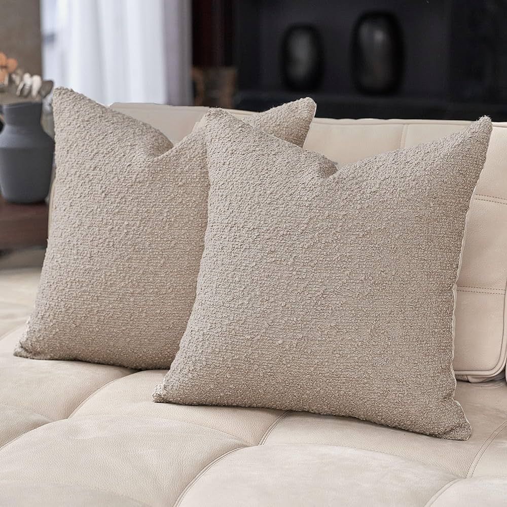 DOMVITUS 18x18 Pillow Covers Set of 2, Boucle Pillow Covers, Luxury Decorative Neutral Throw Pill... | Amazon (US)