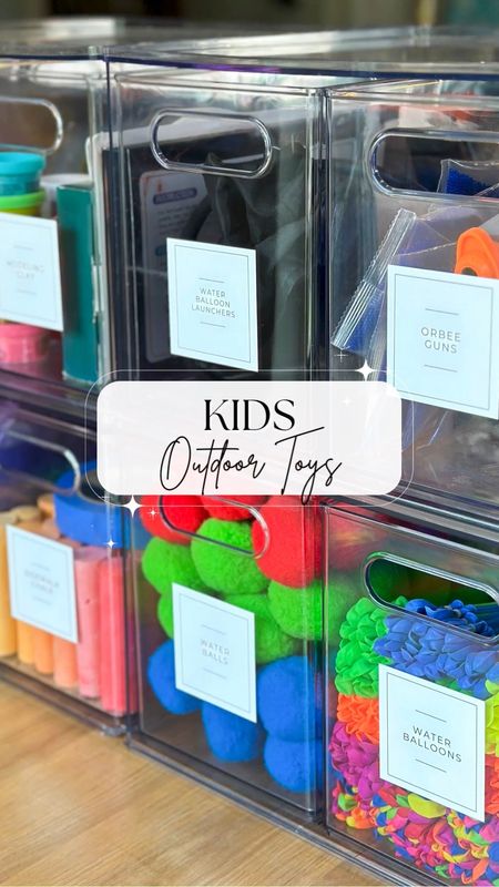 This is my favorite way to organize kids outdoor toys, including water, balloons, sidewalk, chalk, water, balloon, launchers, bubbles, and more!

#LTKHome #LTKFamily #LTKKids