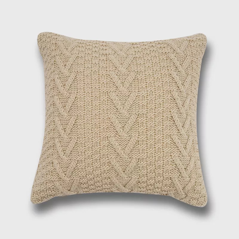 20"x20" Oversize Chunky Sweater Knit Square Throw Pillow - Evergrace | Target