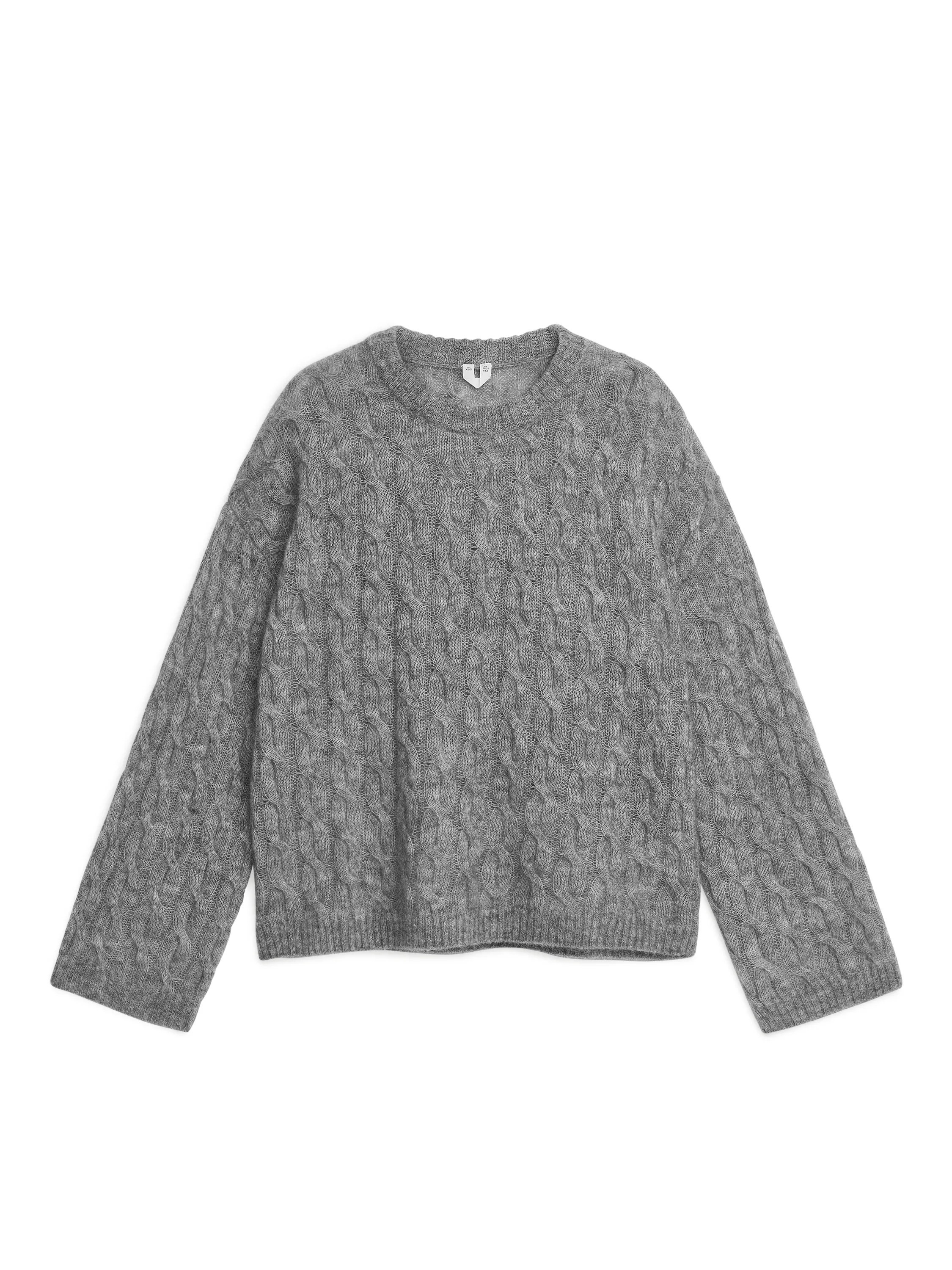 Mohair Blend Cable Jumper - Grey - ARKET GB | ARKET (US&UK)