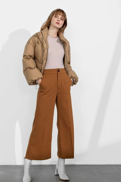 Business Camel Flared Slacks | J.ING