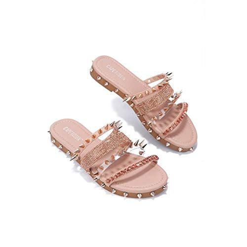 Cape Robbin XTREME women Flat sandals with rhinestone bars | Amazon (US)