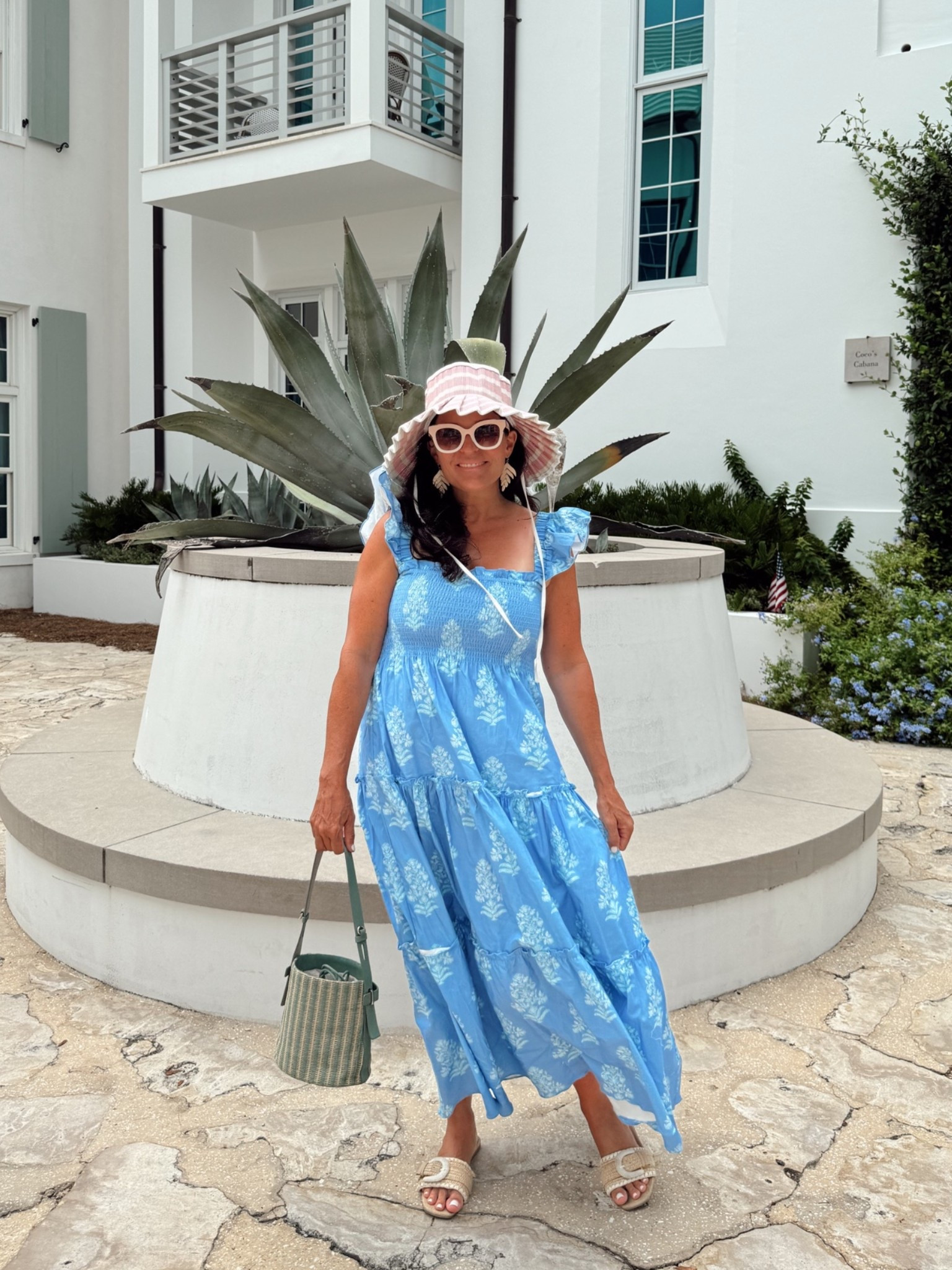 Beach outfit coastal outfit Florida Lorna Murray hat with long sundress
