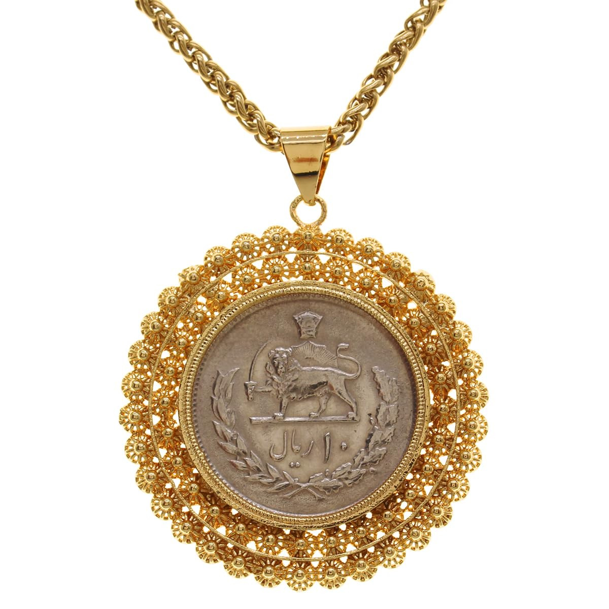 Amazon.com: Asoodehdelan Persian Vintage Pahlavi Coin Shir Khorshid Lion Necklace Chain Gift | Amazon (US)