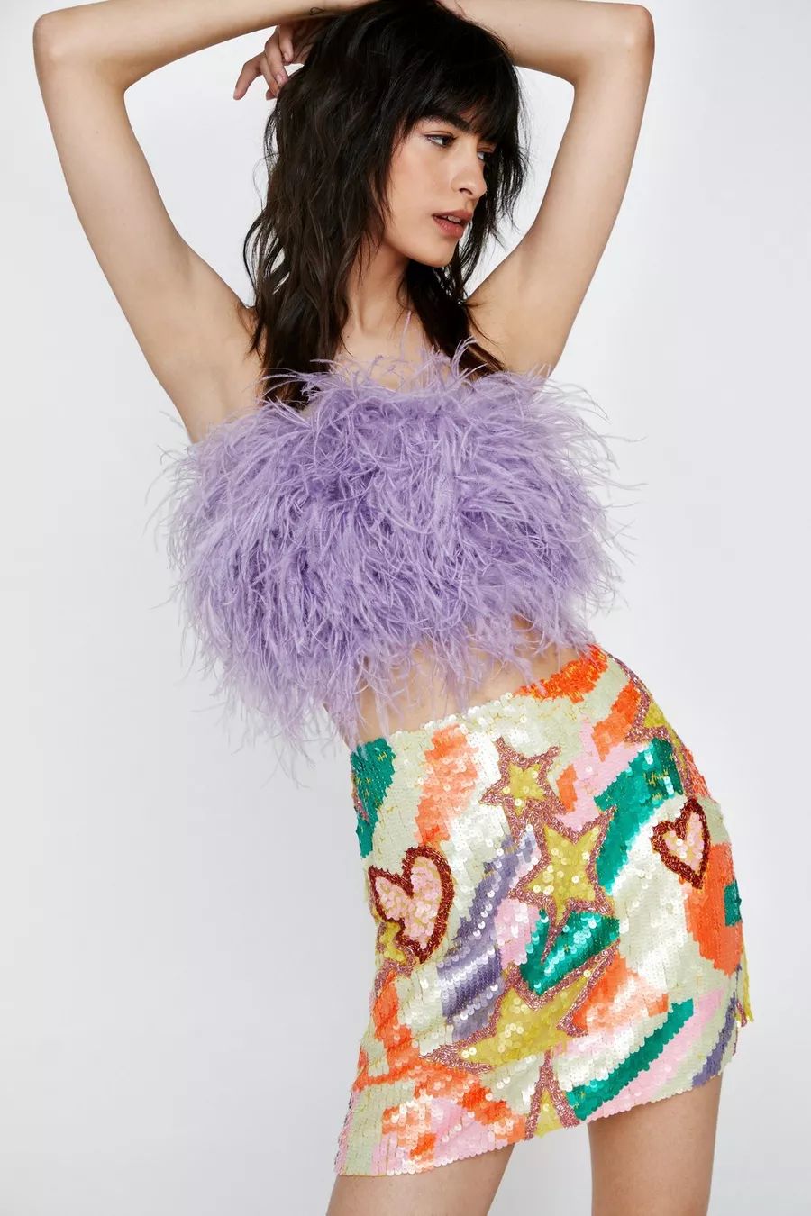 Sequin Star And Heart Mini Skirt | Nasty Gal (US)