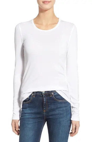 Women's Splendid Long Sleeve Crewneck Tee, Size X-Small - White | Nordstrom