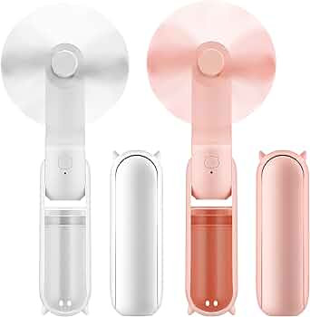 2 Pieces Portable Handheld Fan Mini Fan Portable USB Rechargeable Fan Small Pocket Fan Travel Fea... | Amazon (US)