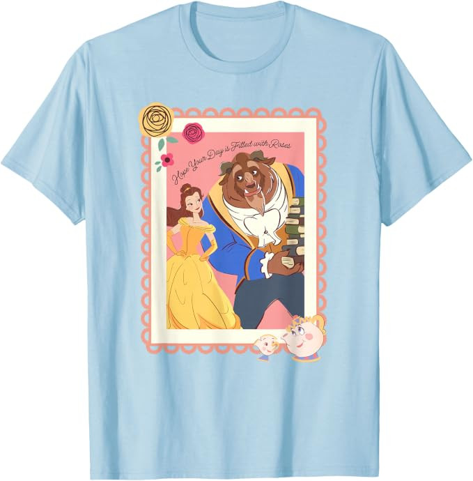 Disney Princess Belle Beast Valentines Day Filled with Roses T-Shirt | Amazon (US)