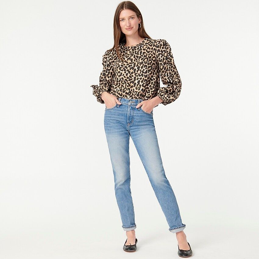 Ruffle-sleeve top in leopard | J.Crew US