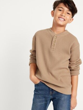 Long-Sleeve Thermal-Knit Henley T-Shirt for Boys | Old Navy (US)