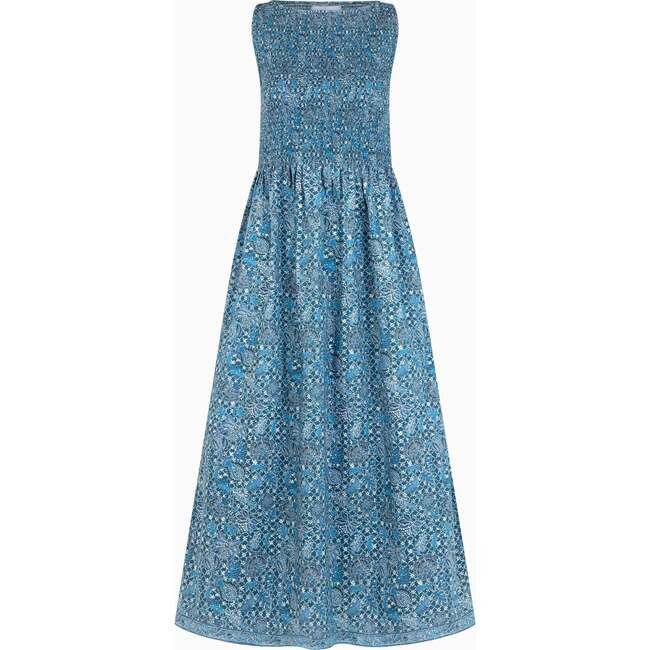 Hill House Home | The Cosima Nap Dress, (Navy Blue Calico Trellis, Size X-Small) | Maisonette | Maisonette