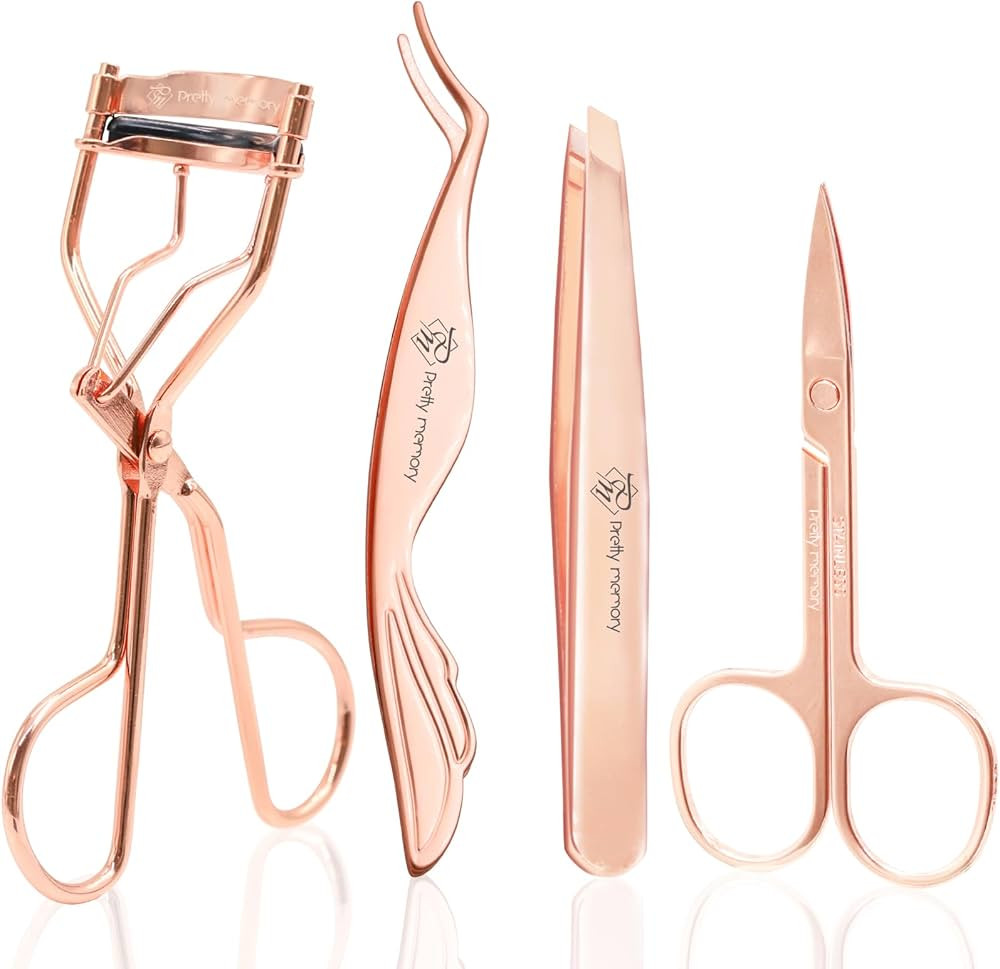 Pretty memory 4 Pcs Eyelash Tools Kit Lash Applicator Tool Set Lash Tweezers Eyelash Curler Eyebr... | Amazon (US)