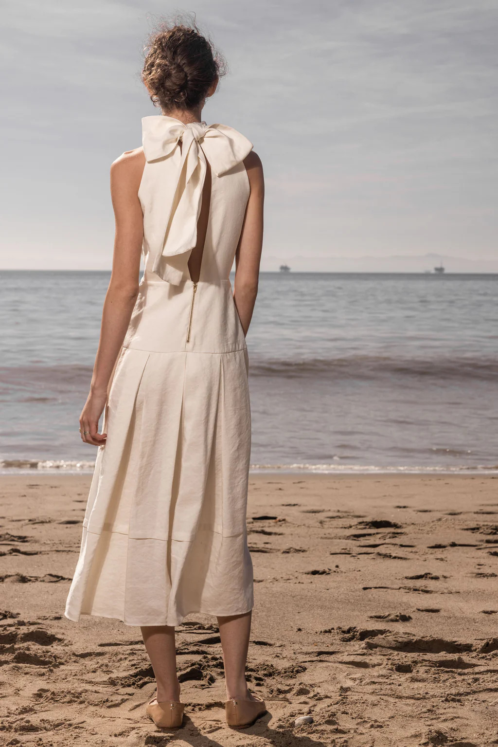 Ginger Dress - Ivory Silk & Hemp | Heidi Merrick