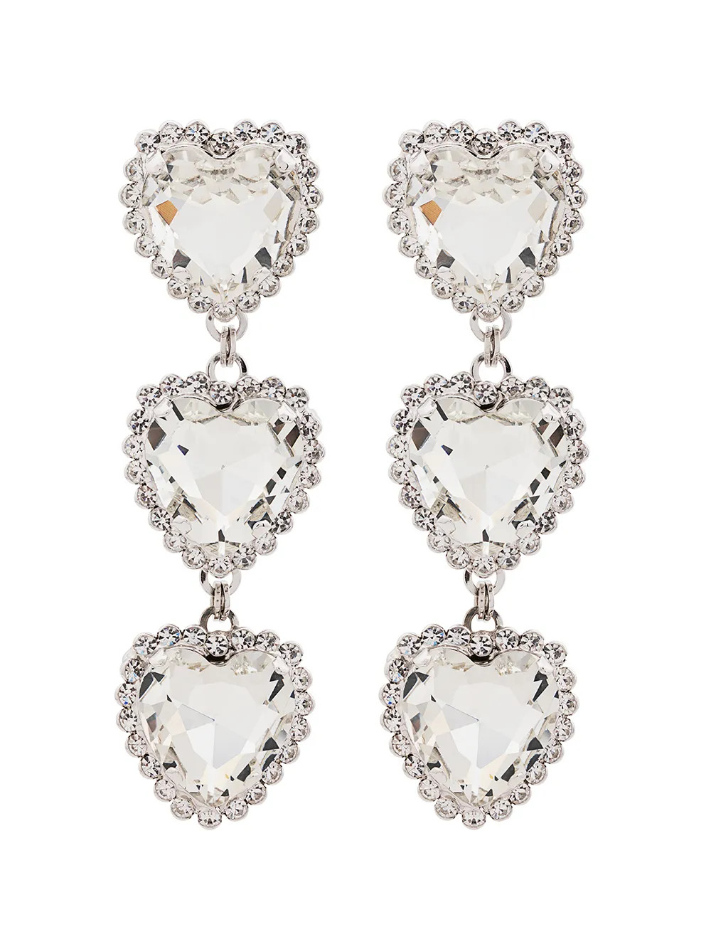 Alessandra Rich heart crystal earrings - Metallic | FarFetch Global