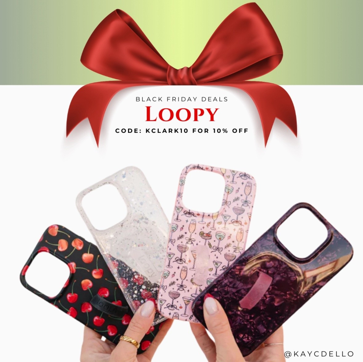 🎁 BLACK FRIDAY DEALS — LIVE!
Loopy lovers… the cutest cases are on SALE and I have a code for you 👀📱
From cherries to cocktails to glitter (my personal fave ✨) — these make the BEST gifts + stocking stuffers!

Use CODE: KCLARK10 for 10% OFF 🎉
Snag the styles you’ve been eyeing before they sell out 💋

#LoopyCase #BlackFridayDeals #LoopyLove #GiftIdeas #StockingStuffers #PhoneCaseAddict #LTKHoliday #LTKSale #HolidayGiftGuide #Kaycdello

#LTKGiftGuide #LTKCyberWeek #LTKHoliday