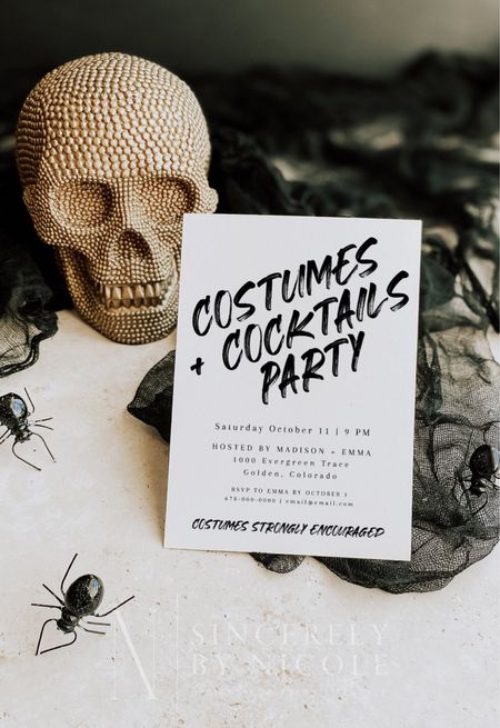 Costumes and cocktails Halloween party invitations! Editable invitations for your own party.
-
Halloween party decor - Halloween drink stirrers - Halloween basket tags - minimalist Halloween decor - modern Halloween decor - Halloween bar ware 

#LTKHalloween #LTKunder50 #LTKhome