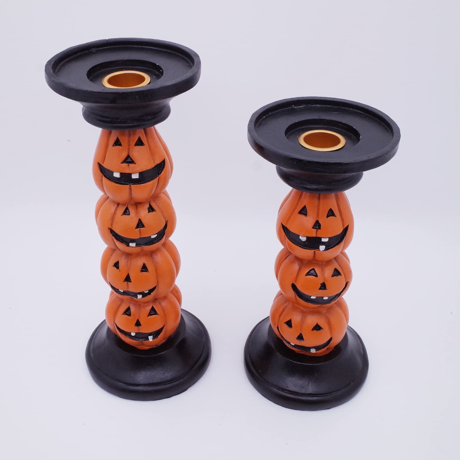 Etistta Halloween Pumpkin Candle Holder for Fireplace Decor, 9.5 Inch Tall Polyresin Candlesticks... | Amazon (US)