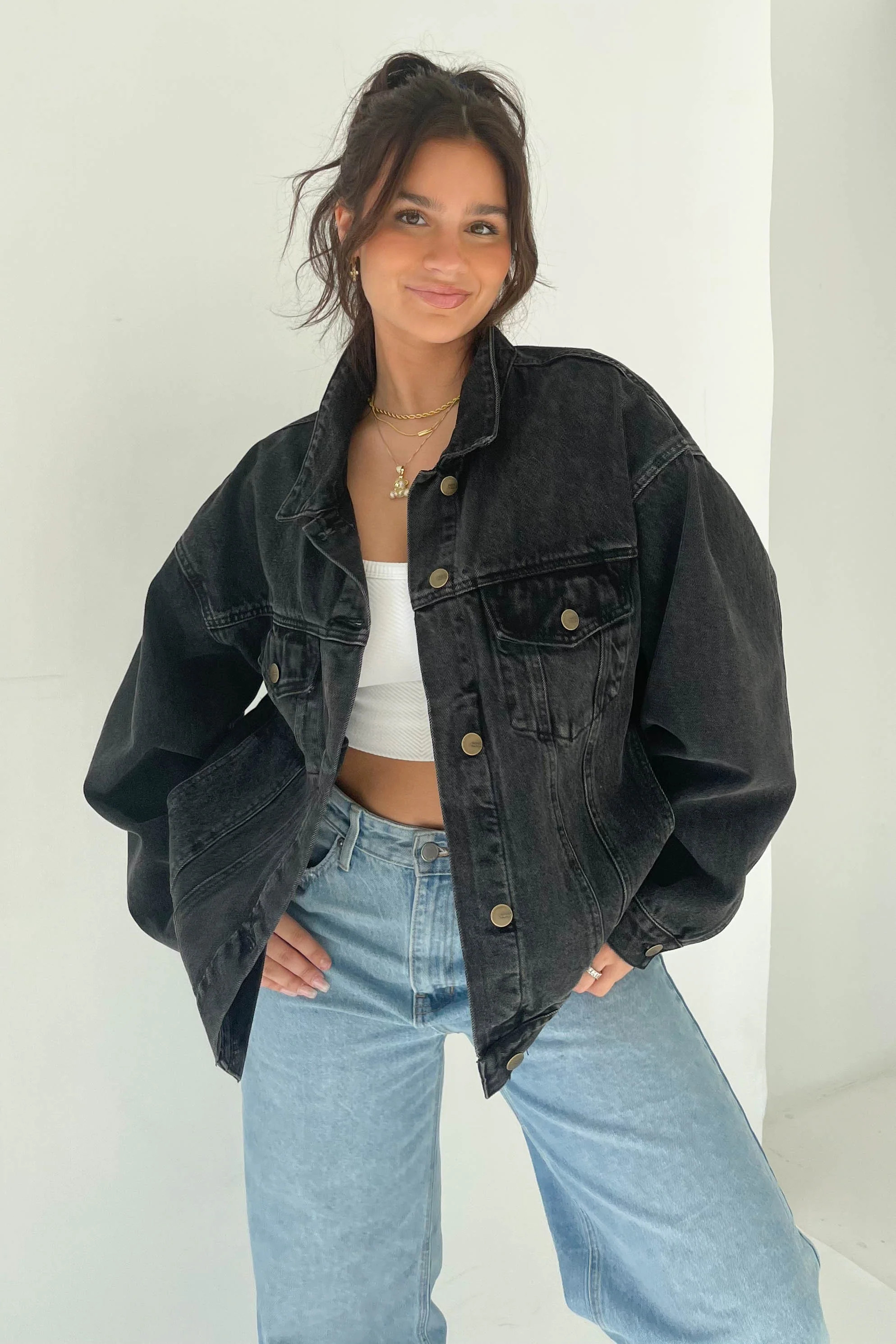 Midtown Denim Jacket in Charcoal | Grey Bandit