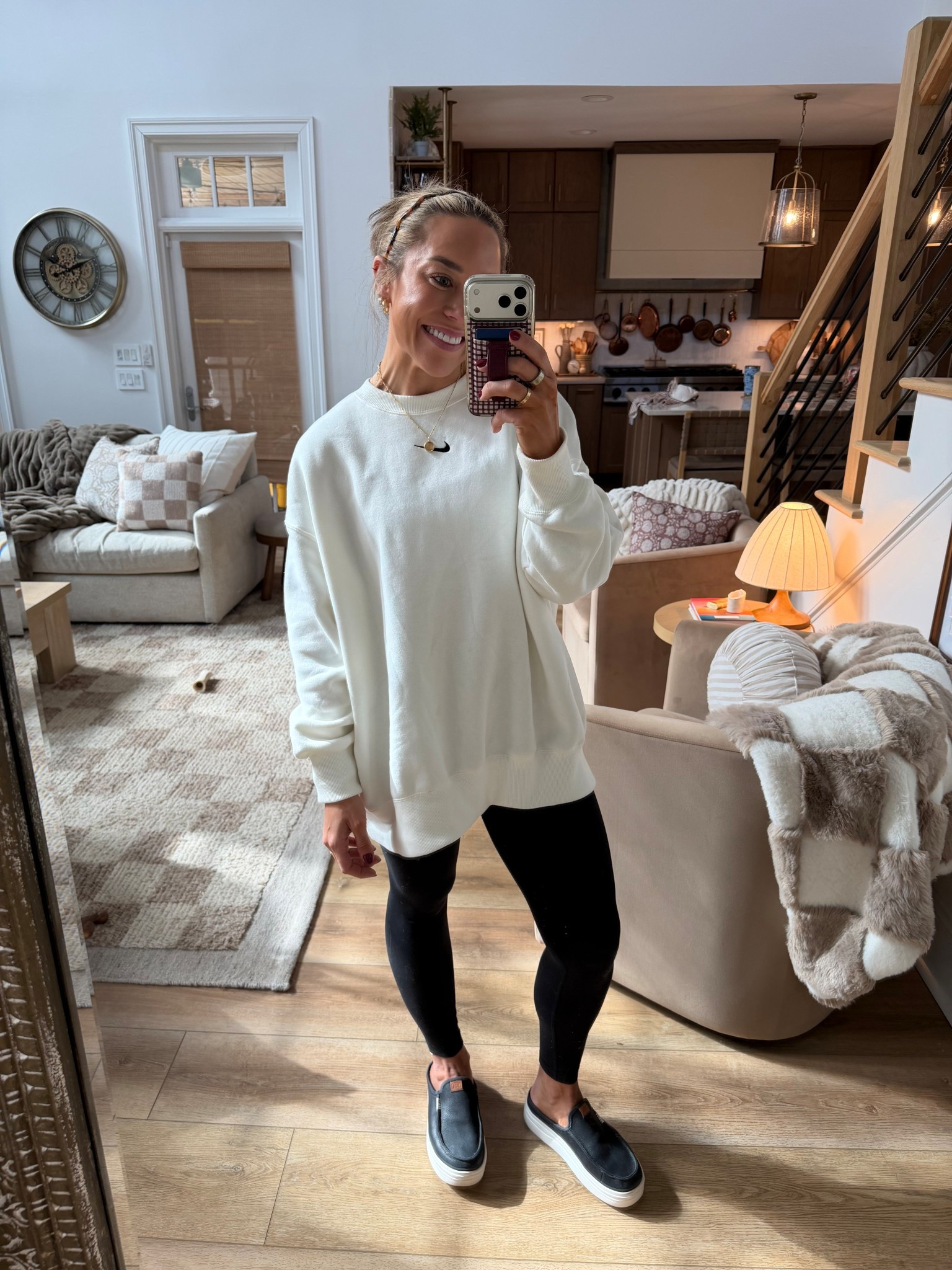 Cozy OOTD last week - I size up to an XL in this Nike crew! So many colors! & my fave Lulu legging / slides! 

Winter style / spring ootd / nike / dicks sporting goods / Holley Gabrielle 

#LTKPetite #LTKSeasonal #LTKootd