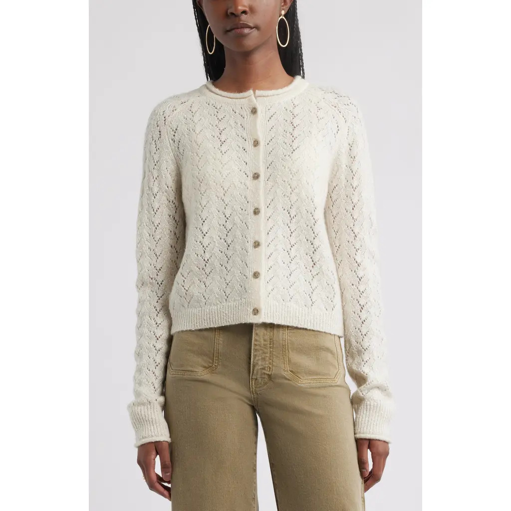 Treasure & Bond Nep Pointelle Cardigan in Ivory Dove at Nordstrom Rack, Size Small | Nordstrom Rack