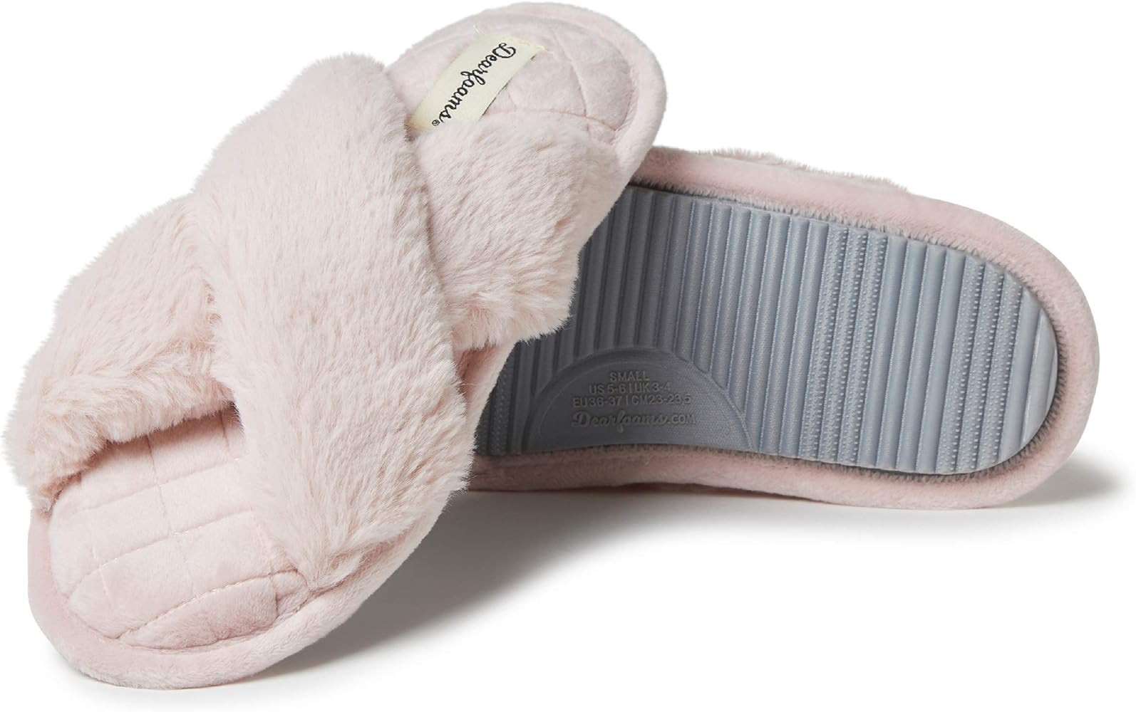 Dearfoams Women's Jessica faux faux fur Cross Band Slide Slipper | Amazon (US)