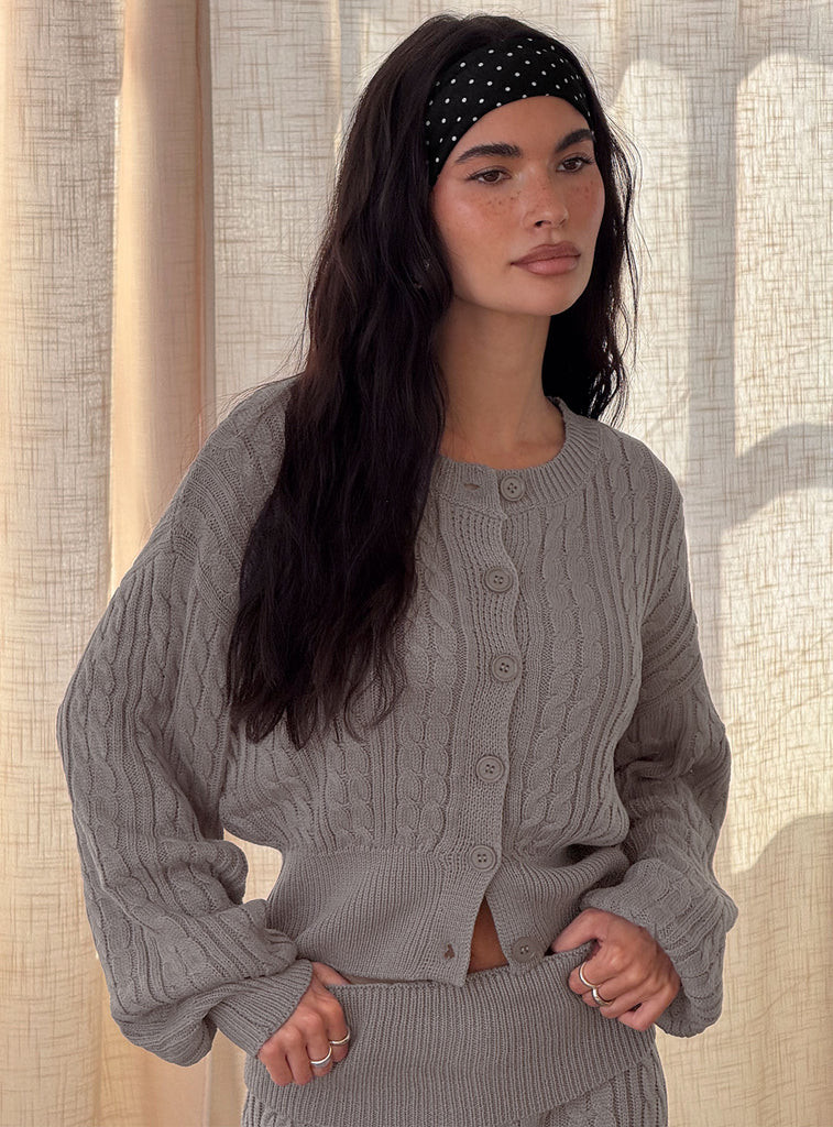 Baleigh Cable Knit Cardigan Grey | Princess Polly US