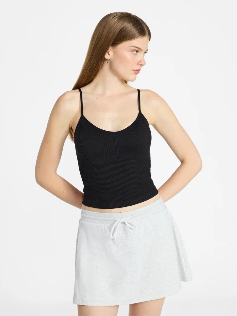 No Boundaries Textured V-Neck Cami Top, Women's XXS-XXL | Walmart (US)