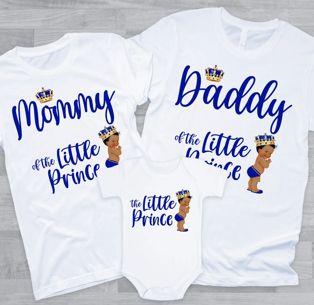 Little Prince Matching Family Shirts Blue Gold Prince Birthday Boy, Baby Shower Shirts, Mom Dad G... | Etsy (US)